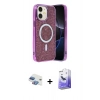 MARSİLYAN™- iPhone 11 Kılıf Eksen Çizgi - Siyah Bilvis 5in1 5D Magic Hayalet Cam Ekran Koruyucu + Gökkuşağı Pers Alüminyum Kamera Lens