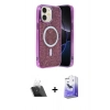 MARSİLYAN™- iPhone 11 Kılıf Eksen Çizgi - Siyah Bilvis 5in1 5D Magic Hayalet Cam Ekran Koruyucu + Kamera Lens Koruma Cam - SF