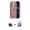 MARSİLYAN™- iPhone 11 Kılıf Eksen Çizgi - Siyah Bilvis 5in1 5D Magic Hayalet Cam Ekran Koruyucu + Kamera Lens Koruma Cam - SF