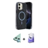 MARSİLYAN™- iPhone 11 Kılıf Eksen Çizgi - Siyah Bilvis 5in1 5D Magic Hayalet Cam Ekran Koruyucu + Raze Metal Kamera Lens - MI