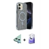 MARSİLYAN™- iPhone 11 Kılıf Eksen Çizgi - Siyah Bilvis 5in1 5D Magic Hayalet Cam Ekran Koruyucu + Raze Metal Kamera Lens - MI