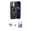 MARSİLYAN™- iPhone 11 Kılıf Eksen Çizgi - Siyah Bilvis 5in1 5D Magic Hayalet Cam Ekran Koruyucu + Pers Alüminyum Kamera Lens - KI