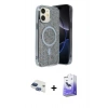 MARSİLYAN™- iPhone 11 Kılıf Eksen Çizgi - Siyah Bilvis 5in1 5D Magic Hayalet Cam Ekran Koruyucu + Pers Alüminyum Kamera Lens - LT