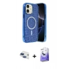 MARSİLYAN™- iPhone 11 Kılıf Eksen Çizgi - Siyah Bilvis 5in1 5D Magic Hayalet Cam Ekran Koruyucu + Pers Alüminyum Kamera Lens - LT