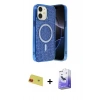 MARSİLYAN™- iPhone 11 Kılıf Eksen Çizgi - Siyah Bilvis 5in1 5D Magic Hayalet Cam Ekran Koruyucu + Rainbow Kamera Lens Koruma Cam - KI