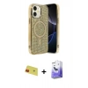 MARSİLYAN™- iPhone 11 Kılıf Eksen Çizgi - Siyah Bilvis 5in1 5D Magic Hayalet Cam Ekran Koruyucu + Rainbow Kamera Lens Koruma Cam - KI
