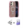MARSİLYAN™- iPhone 11 Kılıf Eksen Çizgi - Siyah Bilvis 5in1 5D Magic Hayalet Cam Ekran Koruyucu + Raze Metal Kamera Lens - GS
