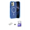 MARSİLYAN™- iPhone 11 Kılıf Eksen Çizgi - Siyah Bilvis 5in1 5D Magic Hayalet Cam Ekran Koruyucu + Renkli Kamera Lens Koruma Cam - SI