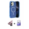 MARSİLYAN™- iPhone 11 Kılıf Eksen Çizgi - Siyah Bilvis 5in1 5D Magic Hayalet Cam Ekran Koruyucu + Raze Metal Kamera Lens - SH