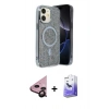 MARSİLYAN™- iPhone 11 Kılıf Eksen Çizgi - Siyah Bilvis 5in1 5D Magic Hayalet Cam Ekran Koruyucu + Raze Metal Kamera Lens - SH