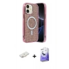 MARSİLYAN™- iPhone 11 Kılıf Eksen Çizgi - Siyah Bilvis 5in1 5D Magic Hayalet Cam Ekran Koruyucu + Renkli Kamera Lens Koruma Cam - YL
