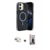 MARSİLYAN™- iPhone 11 Kılıf Eksen Çizgi - Siyah Bilvis Hayalet Cam Ekran Koruyucu + Pers Alüminyum Kamera Lens - GD