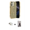 MARSİLYAN™- iPhone 11 Kılıf Eksen Çizgi - Siyah Bilvis Hayalet Cam Ekran Koruyucu + Pers Alüminyum Kamera Lens - GD