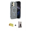 MARSİLYAN™- iPhone 11 Kılıf Eksen Çizgi - Siyah Bilvis Hayalet Cam Ekran Koruyucu + Rainbow Kamera Lens Koruma Cam - KI