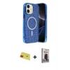MARSİLYAN™- iPhone 11 Kılıf Eksen Çizgi - Siyah Bilvis Hayalet Cam Ekran Koruyucu + Rainbow Kamera Lens Koruma Cam - KI