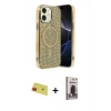 MARSİLYAN™- iPhone 11 Kılıf Eksen Çizgi - Siyah Bilvis Hayalet Cam Ekran Koruyucu + Rainbow Kamera Lens Koruma Cam - KI