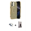 MARSİLYAN™- iPhone 11 Kılıf Eksen Çizgi - Siyah Bilvis Hayalet Cam Ekran Koruyucu + Pers Alüminyum Kamera Lens - LT
