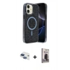 MARSİLYAN™- iPhone 11 Kılıf Eksen Çizgi - Siyah Bilvis Hayalet Cam Ekran Koruyucu + Pers Alüminyum Kamera Lens - LT