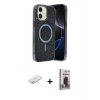 MARSİLYAN™- iPhone 11 Kılıf Eksen Çizgi - Siyah Bilvis Hayalet Cam Ekran Koruyucu + Renkli Kamera Lens Koruma Cam - SI