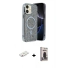 MARSİLYAN™- iPhone 11 Kılıf Eksen Çizgi - Siyah Bilvis Hayalet Cam Ekran Koruyucu + Renkli Kamera Lens Koruma Cam - PE
