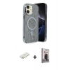 MARSİLYAN™- iPhone 11 Kılıf Eksen Çizgi - Siyah Bilvis Hayalet Cam Ekran Koruyucu + Renkli Kamera Lens Koruma Cam - TU