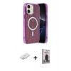 MARSİLYAN™- iPhone 11 Kılıf Eksen Çizgi - Siyah Bilvis Hayalet Cam Ekran Koruyucu + Renkli Kamera Lens Koruma Cam - SI