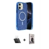 MARSİLYAN™- iPhone 11 Kılıf Eksen Çizgi - Siyah Bilvis Hayalet Cam Ekran Koruyucu + Kamera Lens Koruma Cam - SF