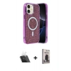MARSİLYAN™- iPhone 11 Kılıf Eksen Çizgi - Siyah Bilvis Hayalet Cam Ekran Koruyucu + Kamera Lens Koruma Cam - SF
