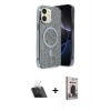 MARSİLYAN™- iPhone 11 Kılıf Eksen Çizgi - Siyah Bilvis Hayalet Cam Ekran Koruyucu + Kamera Lens Koruma Cam - SF