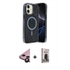 MARSİLYAN™- iPhone 11 Kılıf Eksen Çizgi - Siyah Bilvis Hayalet Cam Ekran Koruyucu + Raze Metal Kamera Lens - SH