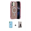MARSİLYAN™- iPhone 11 Kılıf Eksen Çizgi - Siyah Bilvis Hayalet Cam Ekran Koruyucu + Neon Fosforlu Kamera Lens - YL