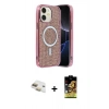 MARSİLYAN™- iPhone 11 Kılıf Eksen Çizgi - Siyah Buffer Cam Ekran Koruyucu + Gold Pers Alüminyum Kamera Lens