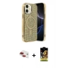MARSİLYAN™- iPhone 11 Kılıf Eksen Çizgi - Siyah Buffer Cam Ekran Koruyucu + Pers Alüminyum Kamera Lens - KI