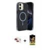 MARSİLYAN™- iPhone 11 Kılıf Eksen Çizgi - Siyah Buffer Cam Ekran Koruyucu + Pers Alüminyum Kamera Lens - KI
