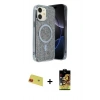MARSİLYAN™- iPhone 11 Kılıf Eksen Çizgi - Siyah Buffer Cam Ekran Koruyucu + Rainbow Kamera Lens Koruma Cam - KI