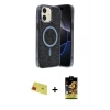 MARSİLYAN™- iPhone 11 Kılıf Eksen Çizgi - Siyah Buffer Cam Ekran Koruyucu + Rainbow Kamera Lens Koruma Cam - KI