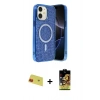 MARSİLYAN™- iPhone 11 Kılıf Eksen Çizgi - Siyah Buffer Cam Ekran Koruyucu + Rainbow Kamera Lens Koruma Cam - KI