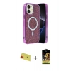 MARSİLYAN™- iPhone 11 Kılıf Eksen Çizgi - Siyah Buffer Cam Ekran Koruyucu + Rainbow Kamera Lens Koruma Cam - KI