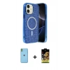 MARSİLYAN™- iPhone 11 Kılıf Eksen Çizgi - Siyah Buffer Cam Ekran Koruyucu + Neon Fosforlu Kamera Lens - YL