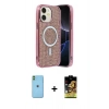 MARSİLYAN™- iPhone 11 Kılıf Eksen Çizgi - Siyah Buffer Cam Ekran Koruyucu + Neon Fosforlu Kamera Lens - YL