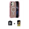 MARSİLYAN™- iPhone 11 Kılıf Eksen Çizgi - Siyah Buffer Cam Ekran Koruyucu + PVD Metal Kamera Lens - MI