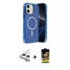 MARSİLYAN™- iPhone 11 Kılıf Eksen Çizgi - Siyah Buffer Cam Ekran Koruyucu + Raze Metal Kamera Lens - GS