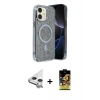 MARSİLYAN™- iPhone 11 Kılıf Eksen Çizgi - Siyah Buffer Cam Ekran Koruyucu + Raze Metal Kamera Lens - GS
