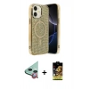 MARSİLYAN™- iPhone 11 Kılıf Eksen Çizgi - Siyah Buffer Cam Ekran Koruyucu + Raze Metal Kamera Lens - KI