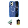 MARSİLYAN™- iPhone 11 Kılıf Eksen Çizgi - Siyah Buffer Cam Ekran Koruyucu + Raze Metal Kamera Lens - KI