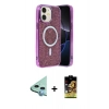 MARSİLYAN™- iPhone 11 Kılıf Eksen Çizgi - Siyah Buffer Cam Ekran Koruyucu + Raze Metal Kamera Lens - MI