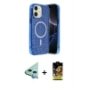 MARSİLYAN™- iPhone 11 Kılıf Eksen Çizgi - Siyah Buffer Cam Ekran Koruyucu + Raze Metal Kamera Lens - MI