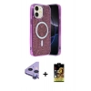 MARSİLYAN™- iPhone 11 Kılıf Eksen Çizgi - Siyah Buffer Cam Ekran Koruyucu + Raze Metal Kamera Lens - MR