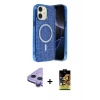 MARSİLYAN™- iPhone 11 Kılıf Eksen Çizgi - Siyah Buffer Cam Ekran Koruyucu + Raze Metal Kamera Lens - MR