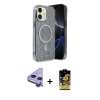 MARSİLYAN™- iPhone 11 Kılıf Eksen Çizgi - Siyah Buffer Cam Ekran Koruyucu + Raze Metal Kamera Lens - MR